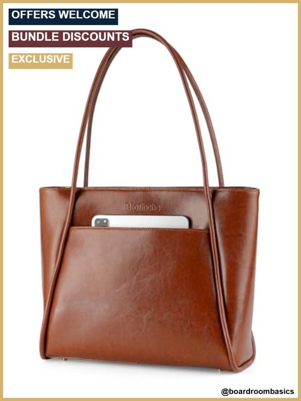 Genuine Leather Laptop Tote Satchel, Work Bag, Water-Resistant, Fits 13.3"